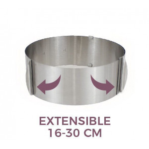 Forma inox extensibila pentru patiserie sau cofetarie, diametre 16-30 cm
