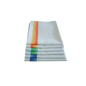 Set 6x Prosop bucatarie albe cu dunga de diverse culori 50x70 cm