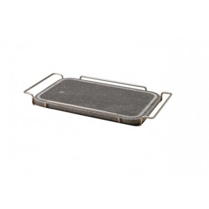 Platou piatra 25x35 cm pentru cuptor, cu suport inox si manere