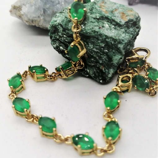 Bratara Nicole -argint placat cu aur si onix verde VB032687