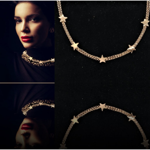 Colier choker -SALERNO-argint placat cu aur galben -CTSS3371RH5ST