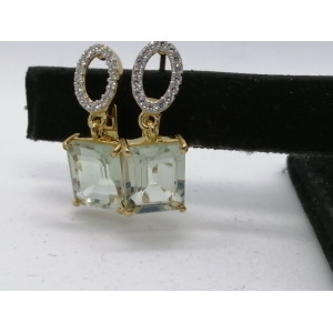 Cercei Celine -argint placat cu aur si ametist verde VE010481