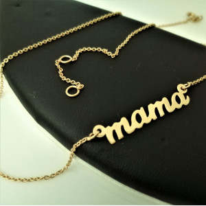 Colier din argint placat cu aur galben <mama> -N3754