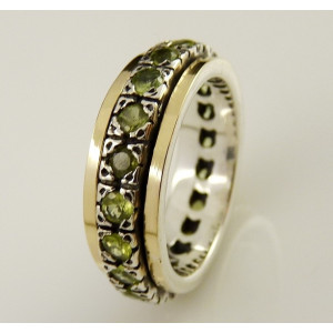 Inel argint si aur 14k cu peridot- R1615
