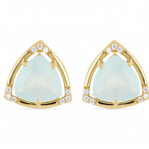 Cercei Oana-argint placat cu aur galben - VE016161 aqua calcedony