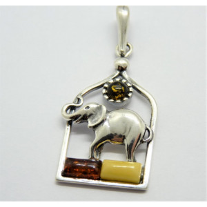 Pandantiv din argint si chihlimbar P880 ELEFANT