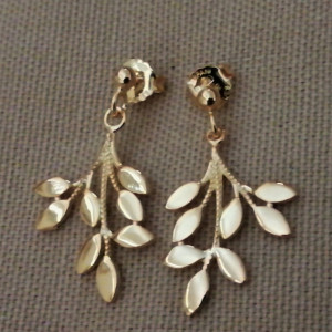 Cercei argint placat cu aur galben -frunze-ORPV0700PLGIA
