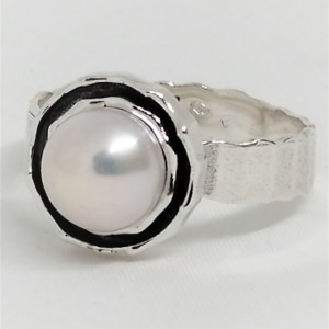 Inel argint perle - R3083