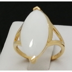 Inel Roanne -argint placat cu aur galben -VR012678- onix alb