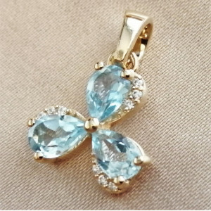 Pandantiv Iasmina-argint placat cu aur galben - VP013772 blue topaz