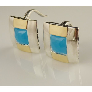 Cercei argint si aur 9 k -30126 blue ocean quartz