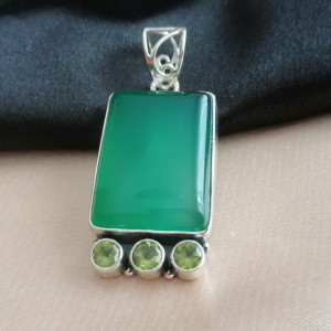 Pandantiv argint - P45-1 onix verde