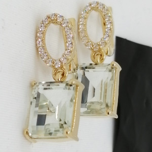 Cercei Celine -argint placat cu aur si ametist verde VE010481