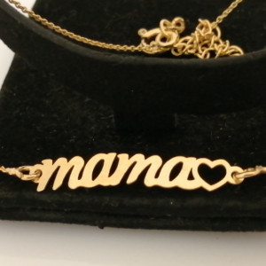 Colier din argint placat cu aur galben <mama> -N3754-1