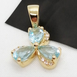 Pandantiv Iasmina-argint placat cu aur galben - VP013772 blue topaz