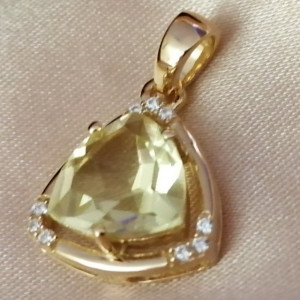 Pandantiv Medeea-argint placat cu aur galben - VP016161 lemon topaz