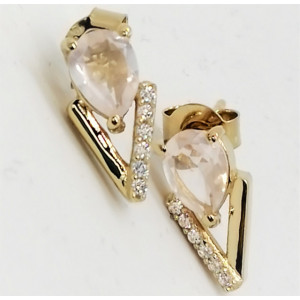 Cercei Anastasia - argint placat cu aur - VE011575 cuart roz