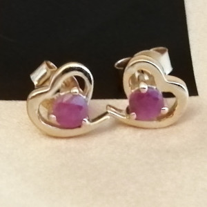 Cercei delicati-DAVIS- argint placat cu aur- VE026495 rubin