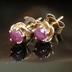 Cercei delicati-Roza- argint placat cu aur- VE034539 rubin