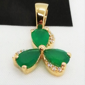 Pandantiv Iasmina-argint placat cu aur galben - VP013772 onix verde