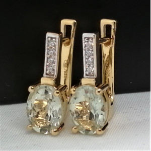 Cercei Maria -argint placat cu aur galben- VE015725-ametist verde