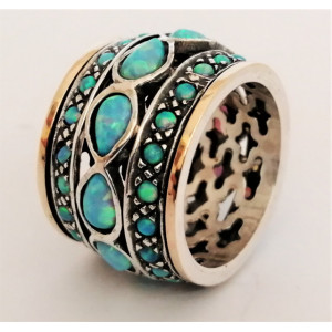 Inel argint si aur 14k, opal nobil R1714- PREMIUM