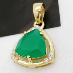 Pandantiv Medeea-argint placat cu aur galben - VP016161 onix verde