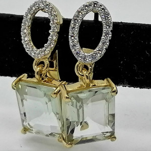 Cercei Celine -argint placat cu aur si ametist verde VE010481