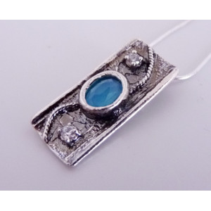 Colier argint blue ocean si zircon -A21070-1481