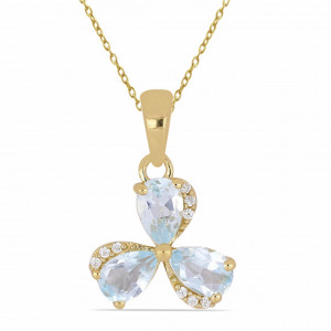 Pandantiv Iasmina-argint placat cu aur galben - VP013772 blue topaz