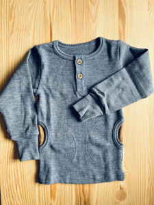 Bluză ManyMonths lână merinos - Henley Pockets Blue Mist