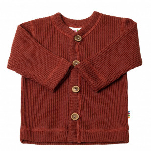 Cardigan din lână merinos Joha - Rib Chilli Red