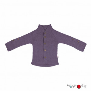 Cardigan ManyMonths lână merinos - Dusty Grape(cu guler)