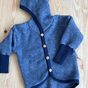 Jacheta Cosilana lână merinos fleece si bumbac - Marine Melange