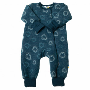 Overall din lână merinos fleece, cu manusi si botosei Joha - Dark Blue Clouds