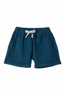 Pantaloni scurti din muselină Organic by Feldman - Play of Colors Petrol-Blue