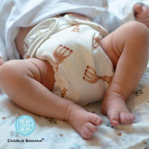 Set 3 Scutece Textile Charlie Banana - Sophie La Girafe Organic Blue (Inserturi Noi De Cânepă Cu Fleece) - Mărime Unică