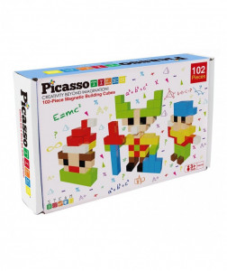 Set PicassoTiles Puzzle magnetic cu 102 cuburi Pixel (piese magnetice 3D)