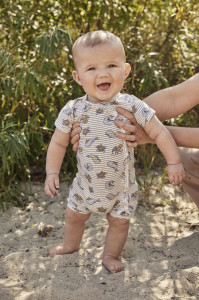 Summersuit bumbac organic - White Swan, Minymo