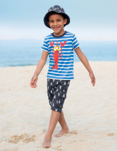 Tricou din bumbac organic - Motosu Blue StripeLobster, Frugi