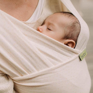 Marsupiu ergonomic, portbebe,  Wrap elastic Boba, Ecru Dot