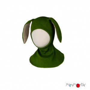 Cagula ManyMonths Bunny Ears lână merinos - Garden Moss Green