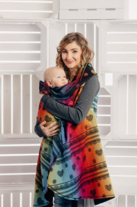 Cardigan lung/protectie babywearing pentru vreme rece, Lennylamb -Rainbow Lace Dark