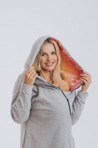 Hanorac/Hoodie asimetric Lenny lamb Gray melange with Symphony Rainbow light