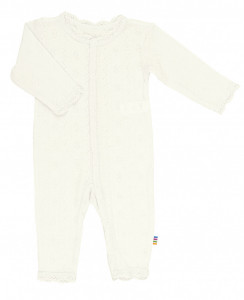 Jumpsuit cu dantelă lână merinos si mătase Joha - Basic White