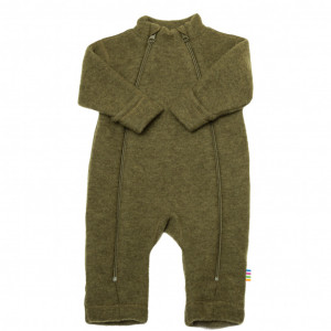 Overall Joha din lana merinos fleece, cu manusi si botosei - Basic Moss Melange