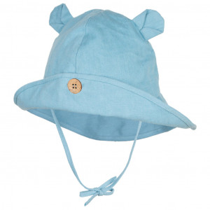 Pălărie ajustabilă ManyMonths Teddy Bear cânepă și bumbac - Milky Blue