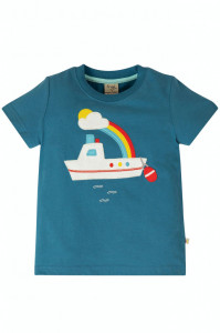 Tricou din bumbac organic - Steely Blue/Boat, Frugi
