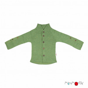 Cardigan ManyMonths lână merinos -Jade Green (cu guler), marime 6 luni -2/2,5 ani