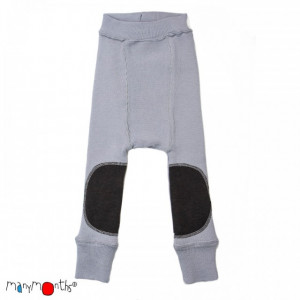 Pantaloni dublati Manymonths Patches lână merinos - Bright Silver, marime 3-9/12 luni